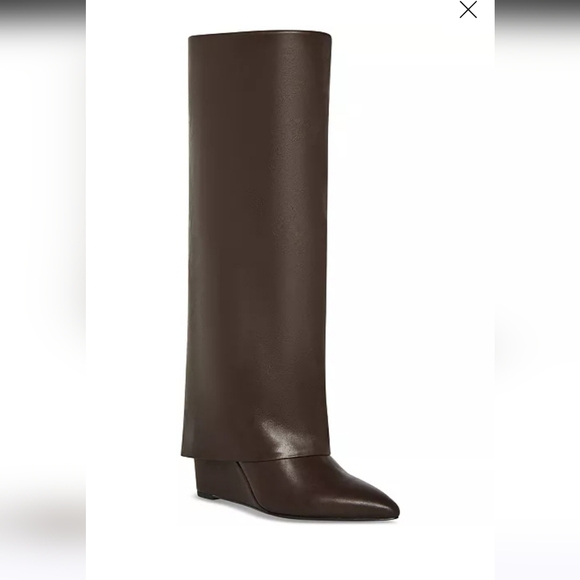 Madden Girl Evander Fold-Over Cuffed Knee High Wedge Dress Boots Brown Size 7M - Picture 2 of 8